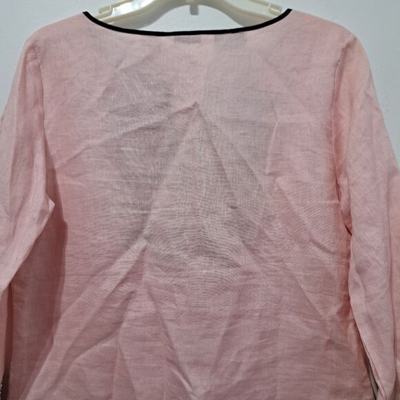 Richard Malcolm Irish Linen Embroidered Modest Top Size 10 Pink/Black NWT - Picture 14 of 15